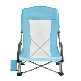 Folding Beach Chair, High Back Camping Chairs for Adults, with Cup Pocket, Mesh Back, Carry Bag (Number of Pieces: 1-Piece Set, Product Style: Fabric+Mesh Backrest)